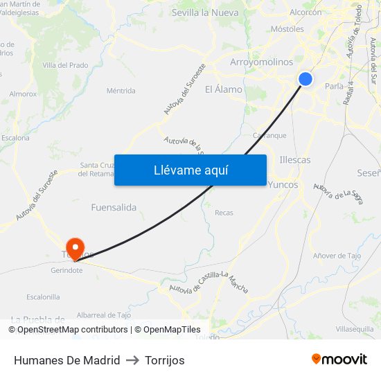 Humanes De Madrid to Torrijos map