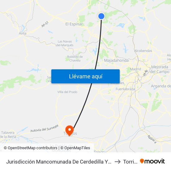 Jurisdicción Mancomunada De Cerdedilla Y Navacerrada to Torrijos map