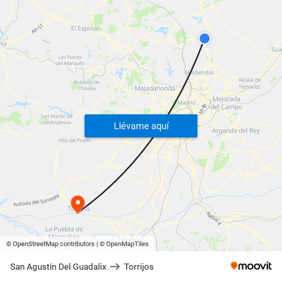San Agustín Del Guadalix to Torrijos map