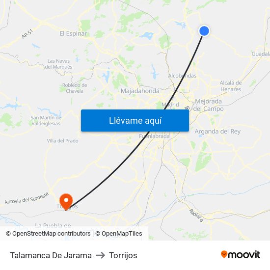 Talamanca De Jarama to Torrijos map