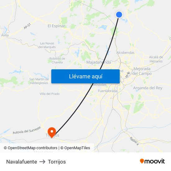 Navalafuente to Torrijos map