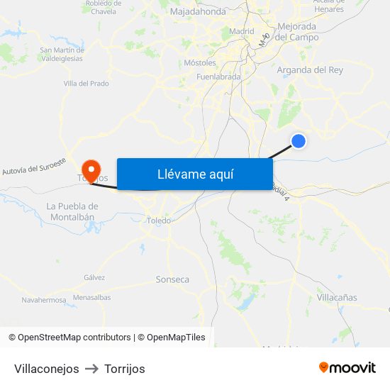 Villaconejos to Torrijos map