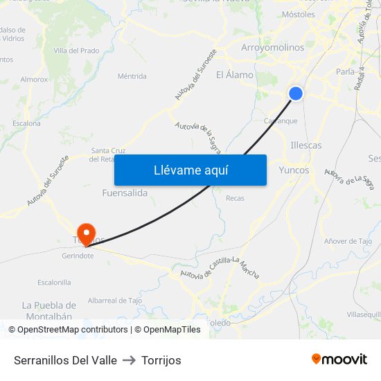 Serranillos Del Valle to Torrijos map