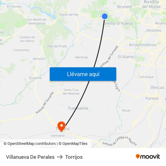 Villanueva De Perales to Torrijos map