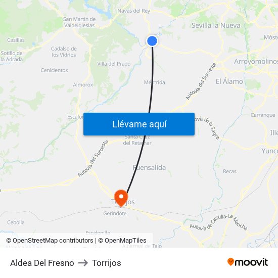 Aldea Del Fresno to Torrijos map