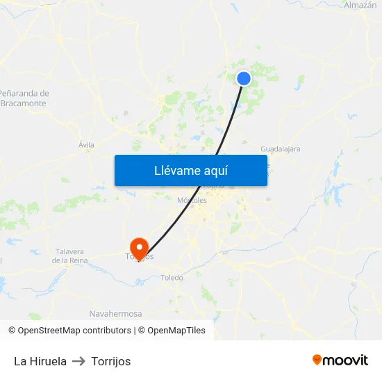 La Hiruela to Torrijos map