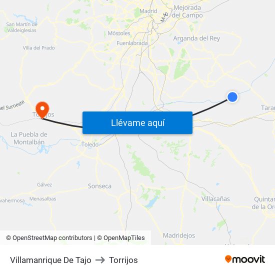 Villamanrique De Tajo to Torrijos map