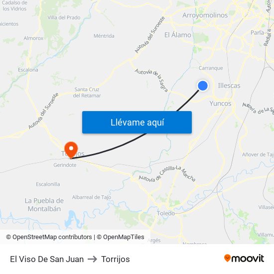 El Viso De San Juan to Torrijos map