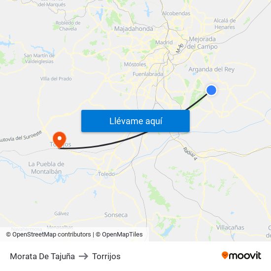 Morata De Tajuña to Torrijos map