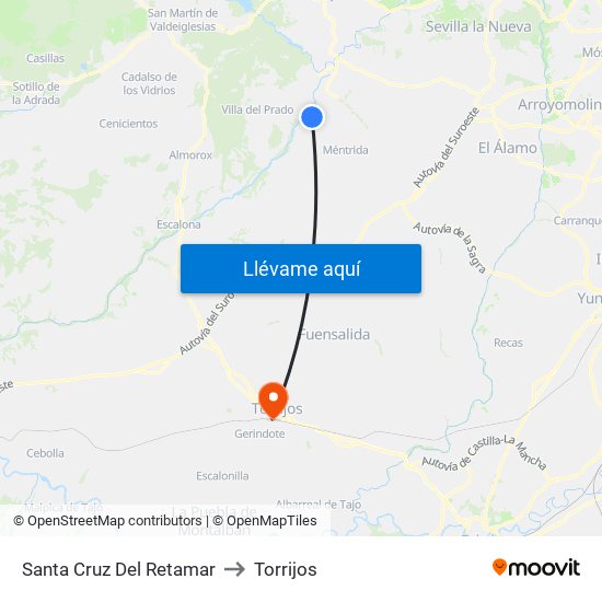 Santa Cruz Del Retamar to Torrijos map