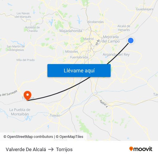 Valverde De Alcalá to Torrijos map