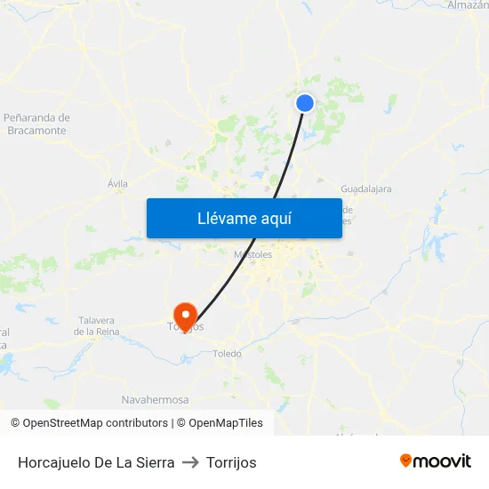 Horcajuelo De La Sierra to Torrijos map