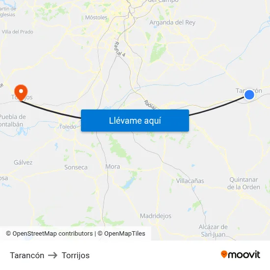 Tarancón to Torrijos map