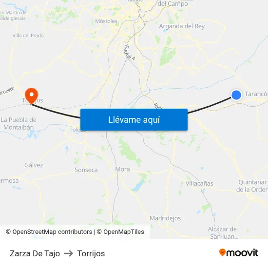 Zarza De Tajo to Torrijos map