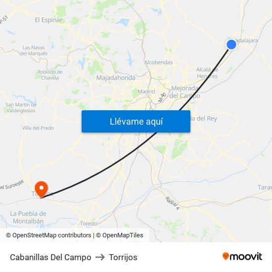 Cabanillas Del Campo to Torrijos map