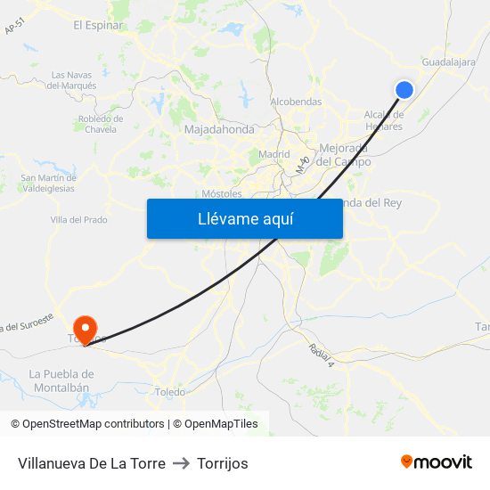 Villanueva De La Torre to Torrijos map