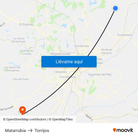 Matarrubia to Torrijos map