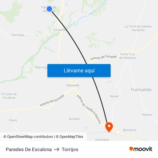 Paredes De Escalona to Torrijos map