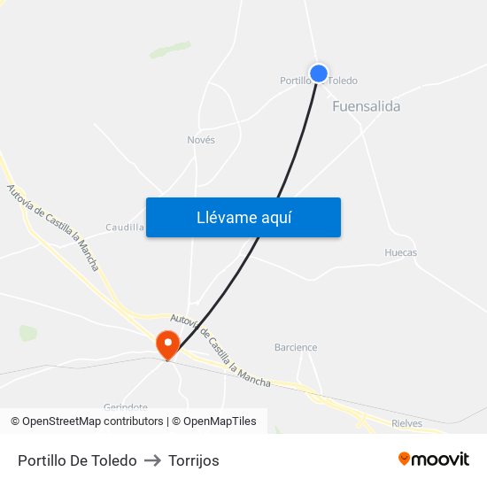 Portillo De Toledo to Torrijos map