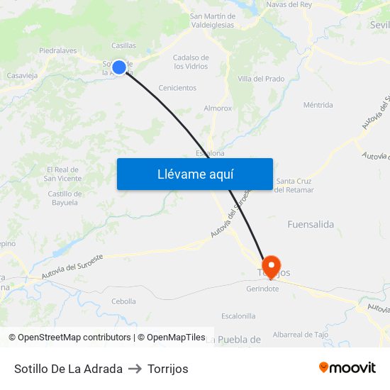 Sotillo De La Adrada to Torrijos map