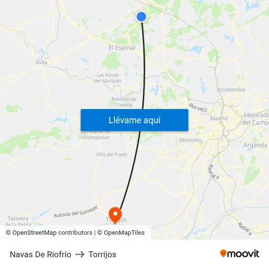 Navas De Riofrío to Torrijos map