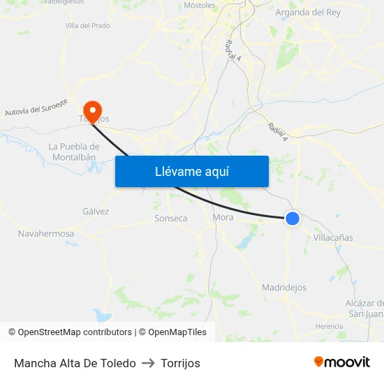 Mancha Alta De Toledo to Torrijos map