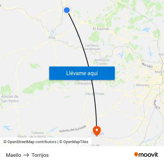Maello to Torrijos map