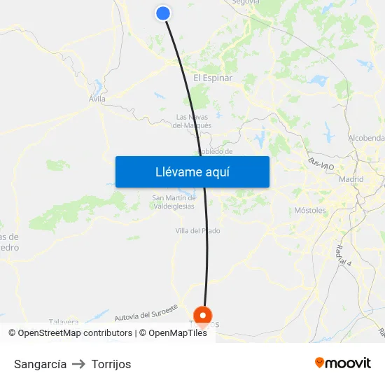 Sangarcía to Torrijos map