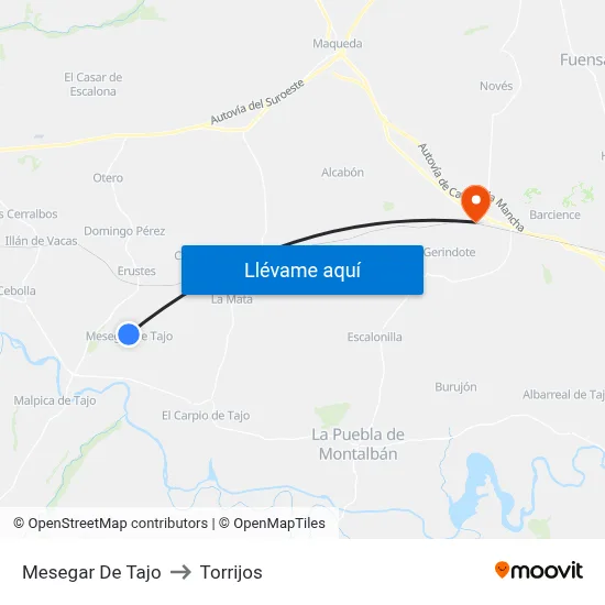Mesegar De Tajo to Torrijos map