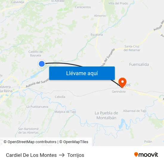 Cardiel De Los Montes to Torrijos map
