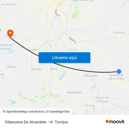 Villanueva De Alcardete to Torrijos map