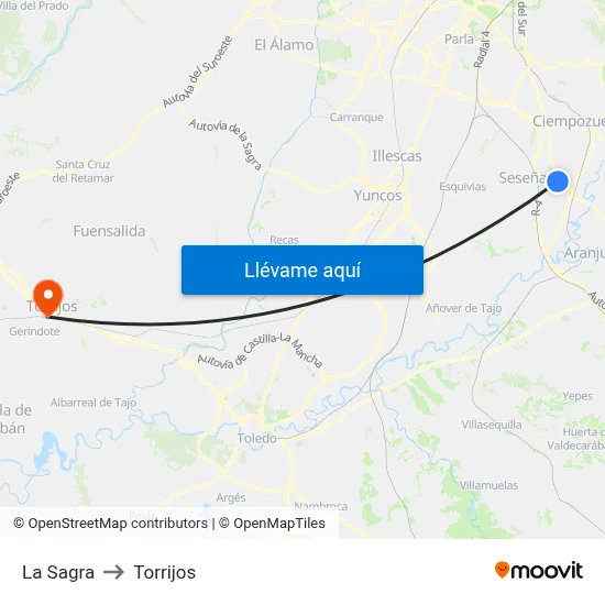 La Sagra to Torrijos map