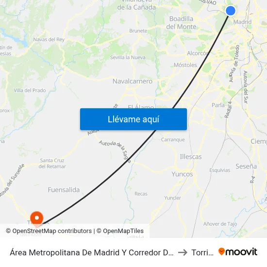 Área Metropolitana De Madrid Y Corredor Del Henares to Torrijos map