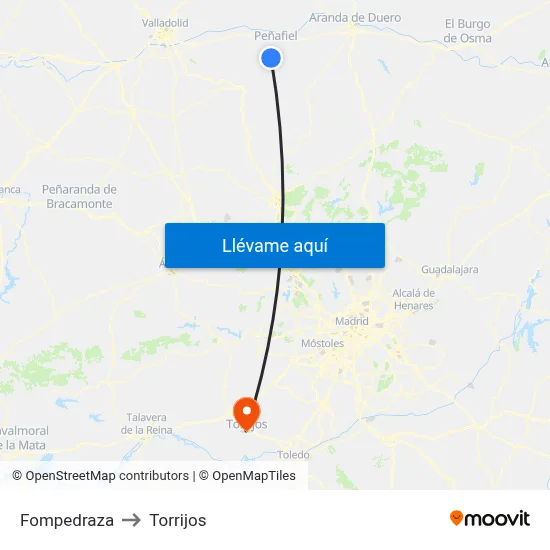 Fompedraza to Torrijos map