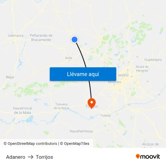 Adanero to Torrijos map