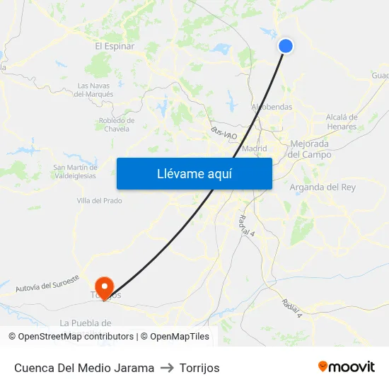 Cuenca Del Medio Jarama to Torrijos map