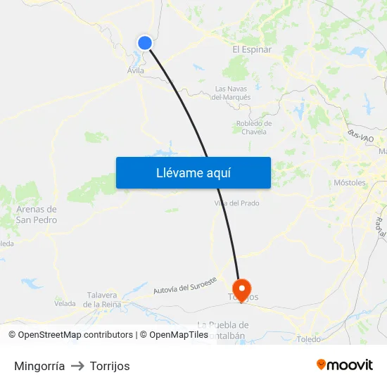 Mingorría to Torrijos map