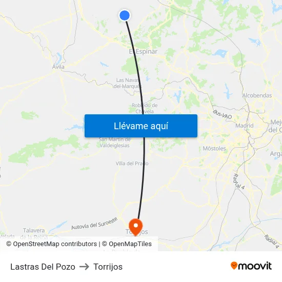Lastras Del Pozo to Torrijos map