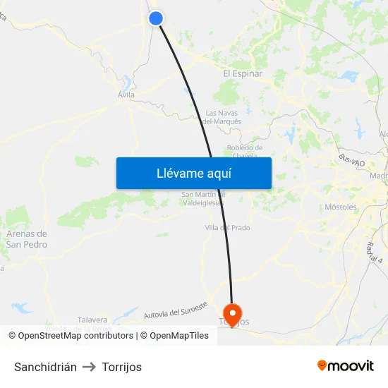 Sanchidrián to Torrijos map
