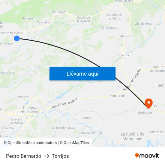Pedro Bernardo to Torrijos map
