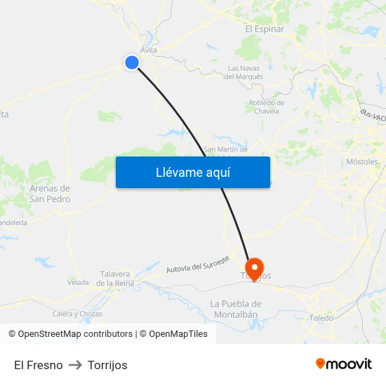 El Fresno to Torrijos map