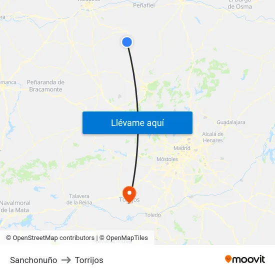 Sanchonuño to Torrijos map