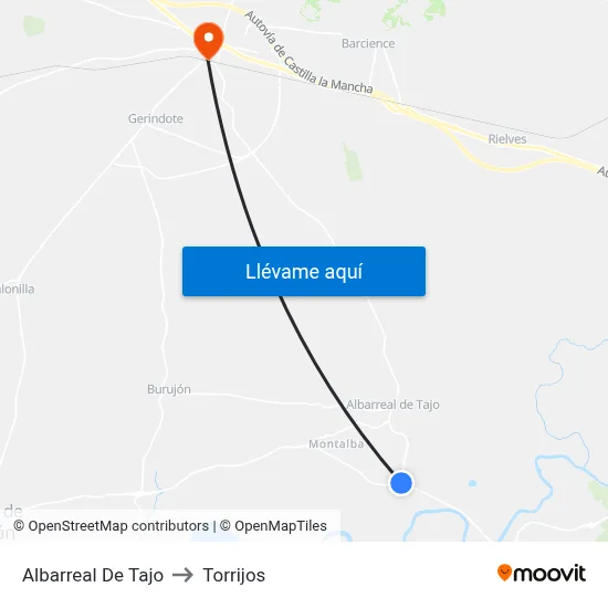 Albarreal De Tajo to Torrijos map