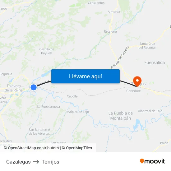 Cazalegas to Torrijos map