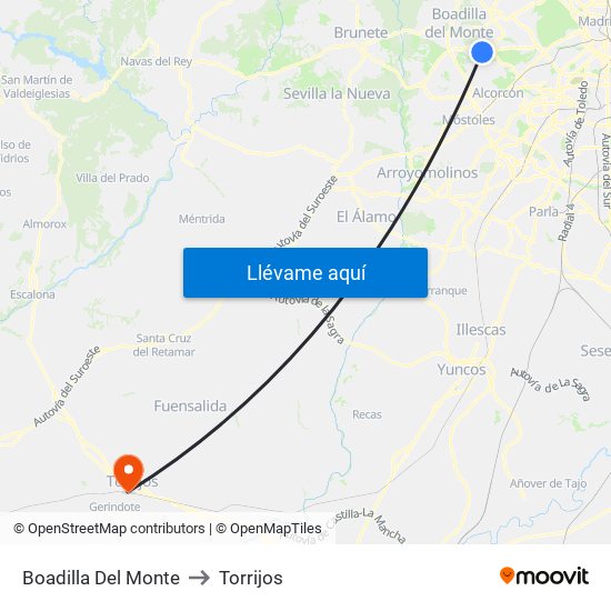 Boadilla Del Monte to Torrijos map