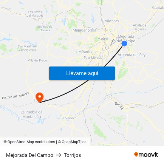 Mejorada Del Campo to Torrijos map
