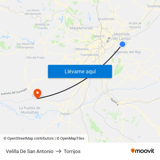 Velilla De San Antonio to Torrijos map