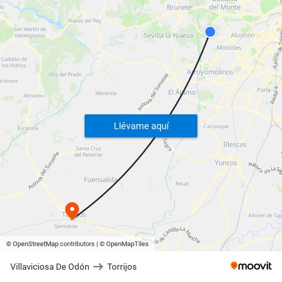 Villaviciosa De Odón to Torrijos map