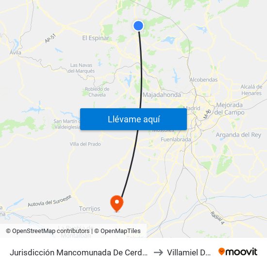 Jurisdicción Mancomunada De Cerdedilla Y Navacerrada to Villamiel De Toledo map