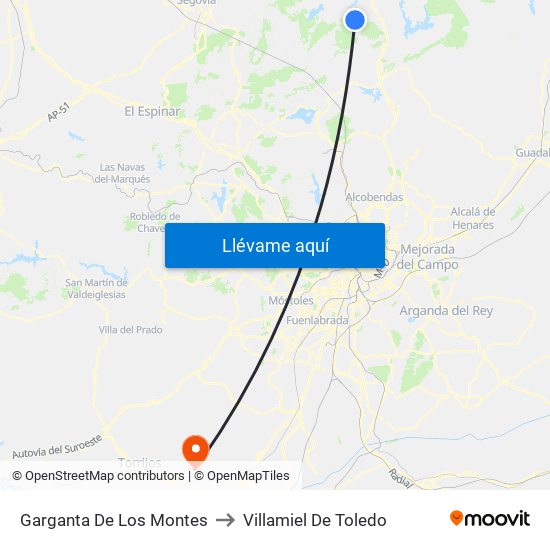 Garganta De Los Montes to Villamiel De Toledo map